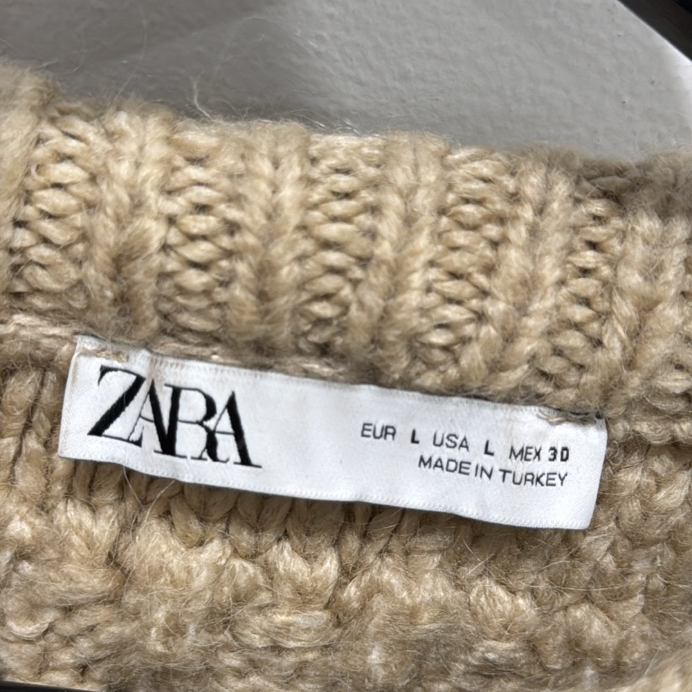 Zara Beige Textured Knit Sweater - Picture 9 of 13